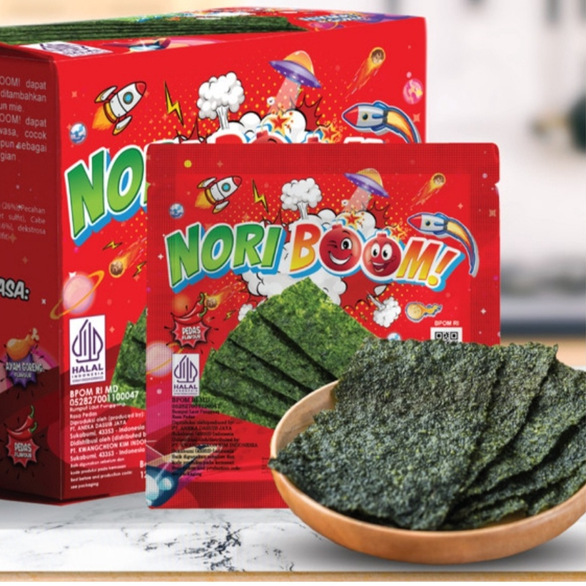 NoriBoom 1 SACHET / ORI / PEDAS / BBQ / Nori Sachet Seaweed Snack 3g Halal / TAO KAE NOI