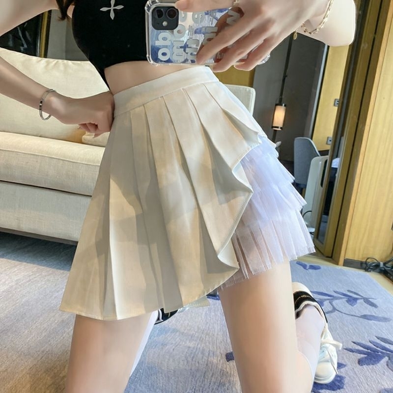 MDLV ~ 5560# Aldora Layered Pleated Mini Skirt Rok Korea Import