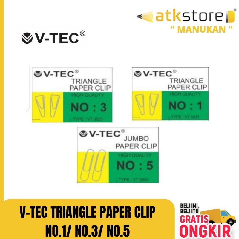 

V-Tec Paper Clip Triangle || Paper Klip jumbo sedang kecil VT-6025 VT-6031 VT-6050