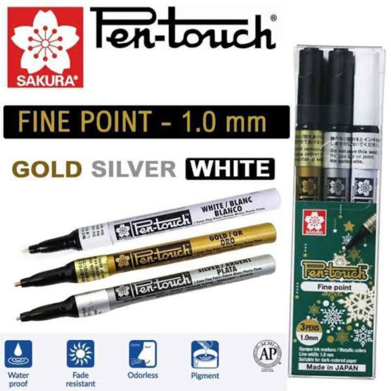 

Spidol Sakura Pen Touch Set 3 Fine 1.0mm Permanent Paint Marker