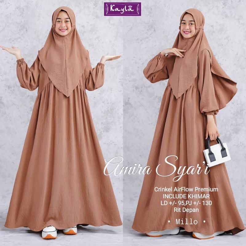 Amira syar'i kids set gamis anak
