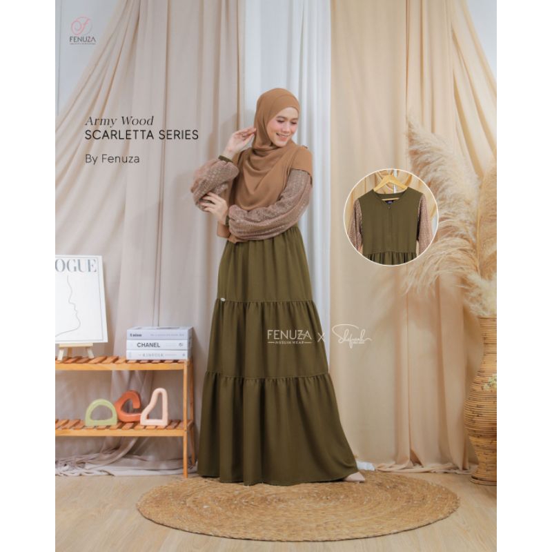Gamis Scarletta Dress Busui Mix Lace Original Fenuza
