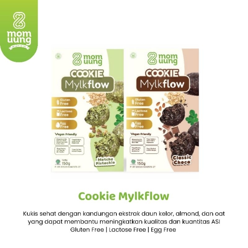 Mom Uung Cookie ASI Booster Mylkflow Classic Choco dan Matcha Pistachio