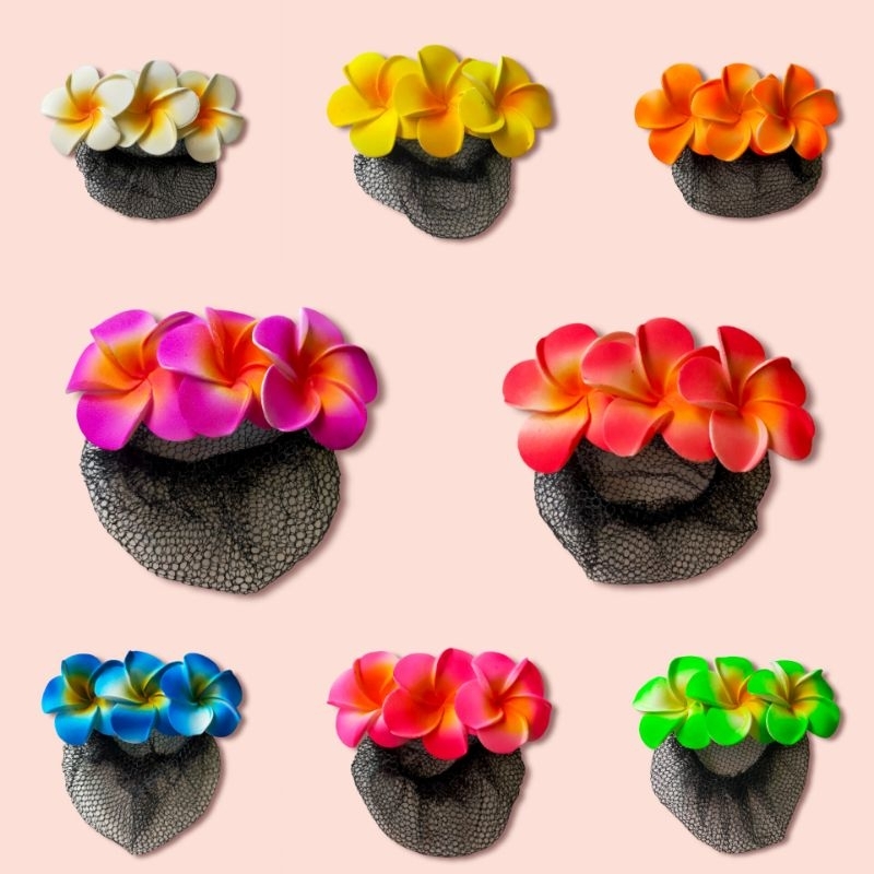 K.ANIE jepit harnet bunga jepun/Kamboja bahan spon 3 kuntum