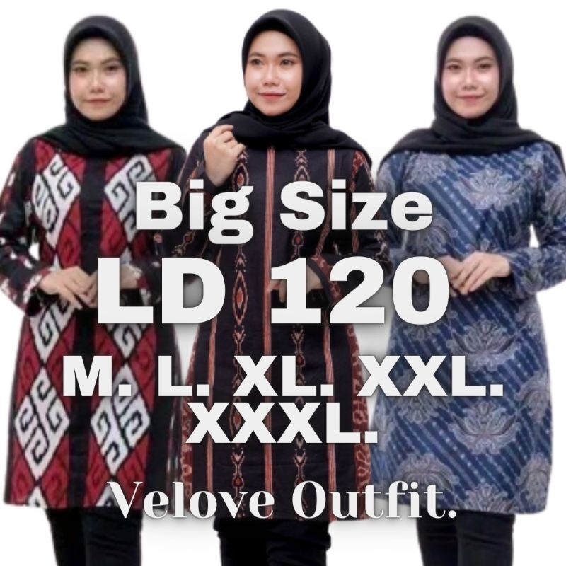 tunik jumbo ld 120 terbaru 2023 / tunik batik pekalongan / batik size jumbo wanita / batik ld 120 / 