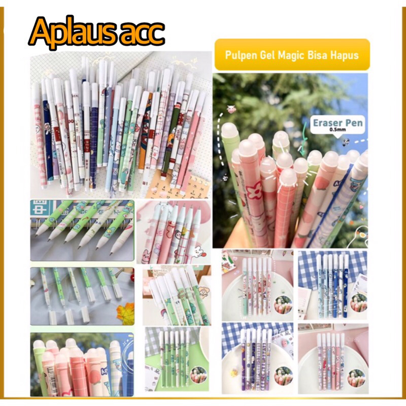 Pulpen Bisa Hapus Bolpoin Gel Erasable Pen Motif Karakter Lucu