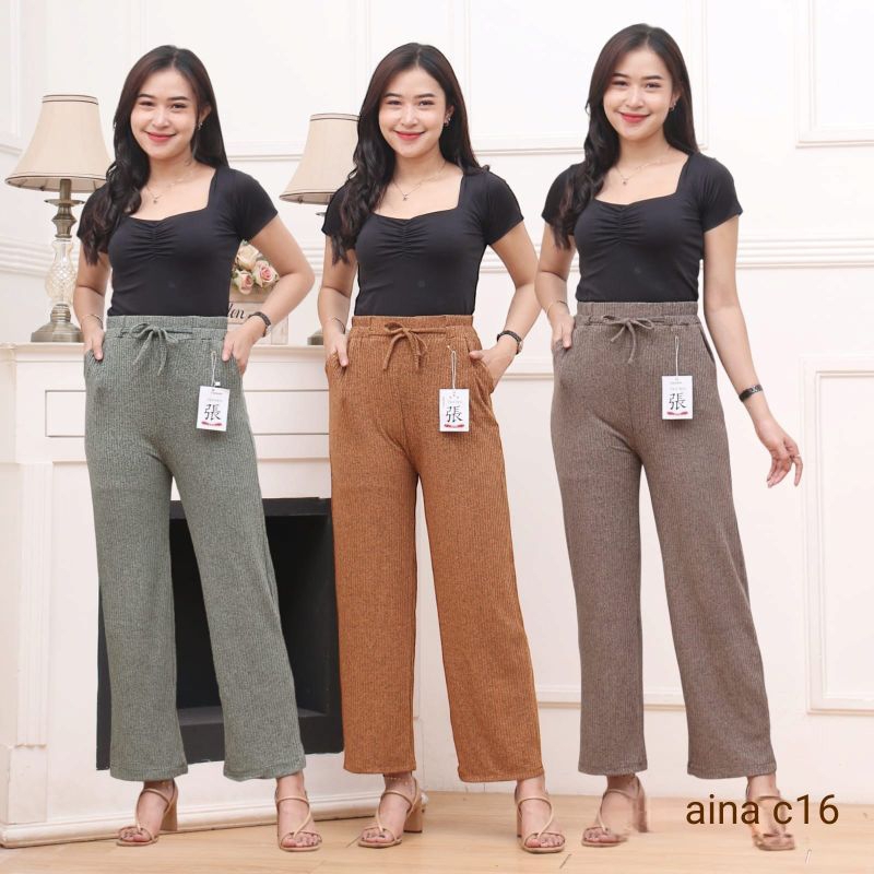 Jual New Arrival Highwaist Celana Kulot Knit Import Knit Pants