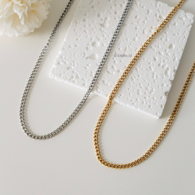 RHONEY | Everyday Collection - Gold Plated Petite Thin Cuban Chain Necklace - Kalung Wanita