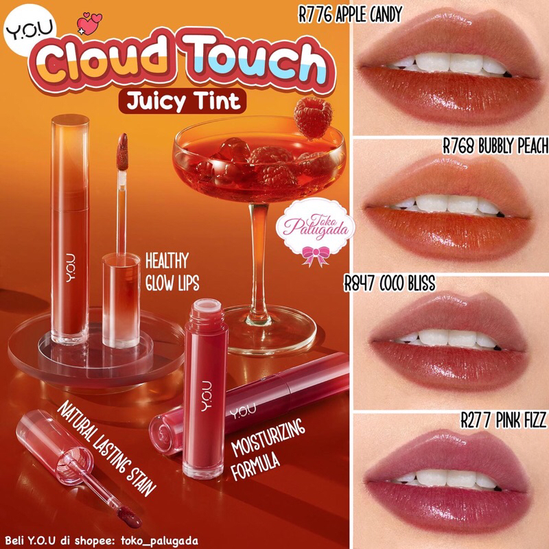 [BISA COD] Y.O.U - YOU Cloud Touch Juicy Tint - Lipstick YOU - YOU Cloud Touch - Lip Tint Lokal - Lip Tint YOU