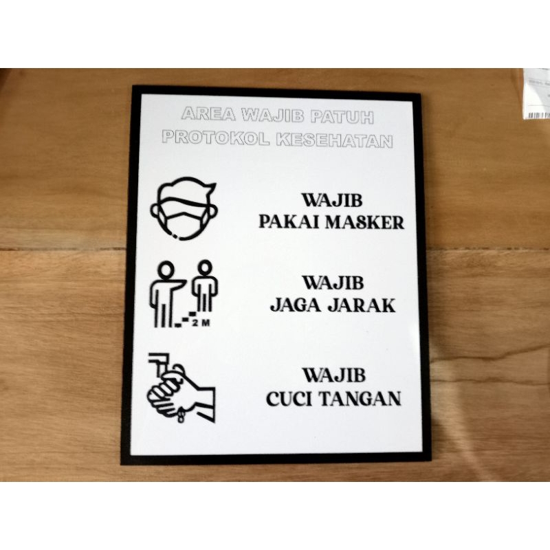 

sign label akrilik aturan jaga jarak | label tanda covid