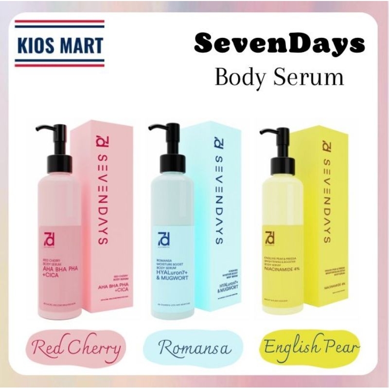 Seven Days Body Serum | Pear &amp; Feersia Brightening Booster | Romansa Moisture Boost | Red Cherry 250ml