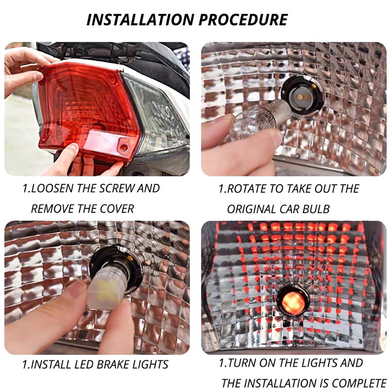 LAMPU STOP BELAKANG LED-BOLAM LAMPU REM BELAKANG UNIVERSAL SEMUA MOTOR BISA PASANG NYALA BLITZ UNIVERSAL
