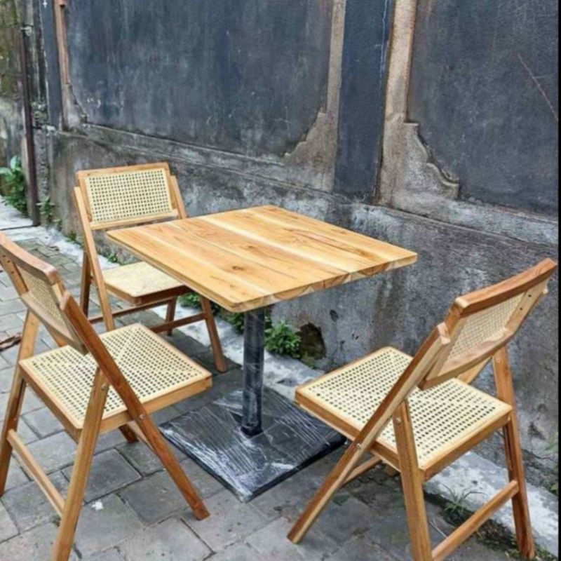 meja cafe kursi rotan