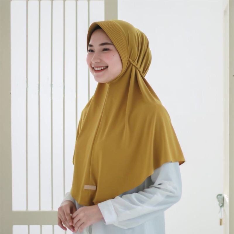 JILBAB TALI KEPANG JERSEY PREMIUM/HIJAB INSTAN  PET ROPEL TALI ULIR