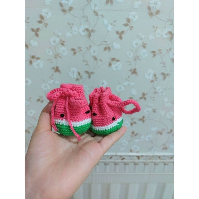 Dompet koin semangka rajut / watermelon coin purse