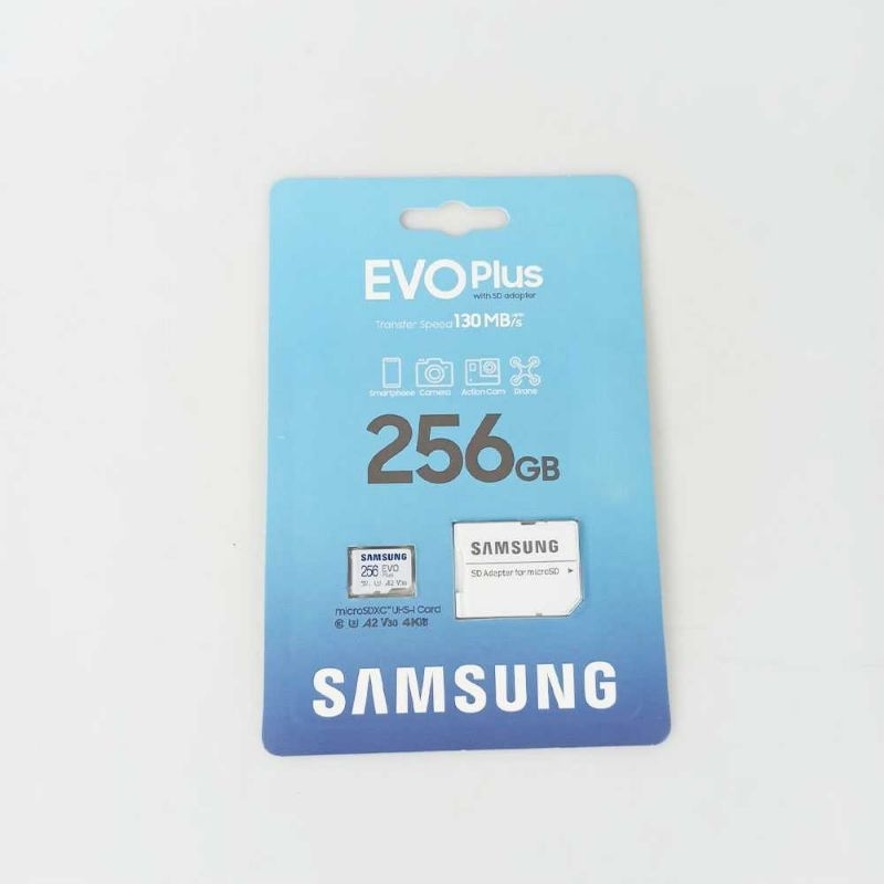 Samsung MicroSDXC EVO Plus U3 V30 A2 (130MB/s) with Adaptor 256GB Memory Card