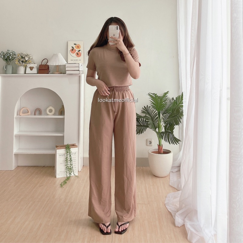 Lookatmeofficial • Ivy Set - Croptop + Pants Setelan Wanita Atasan dan Kulot Premium