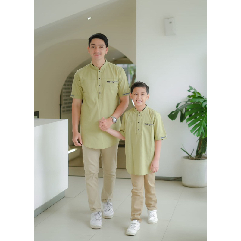 BAJU COUPLE MUSLIM AYAH DAN ANAK // BAJU MUSLIM PRIA WARNA SAGE