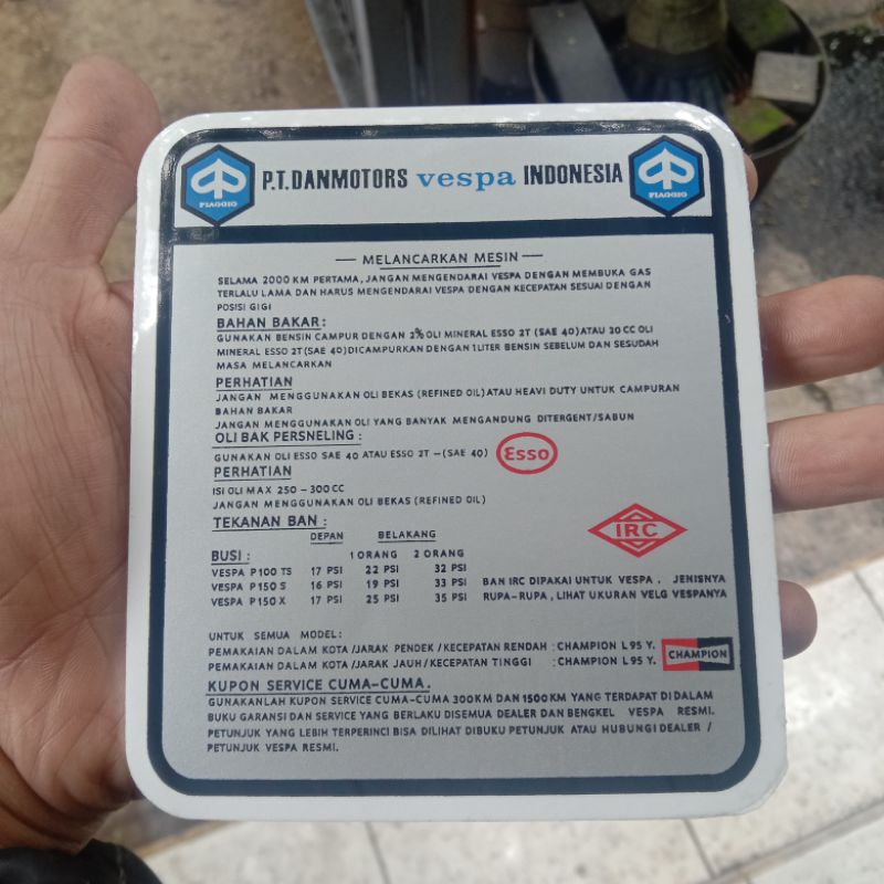 stiker runing in Vespa pts PS px