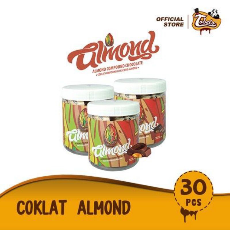 Tobelo Cokelat Almond 1 JAR isi 30 Pcs Cokelat Compound isi Kacang Almond