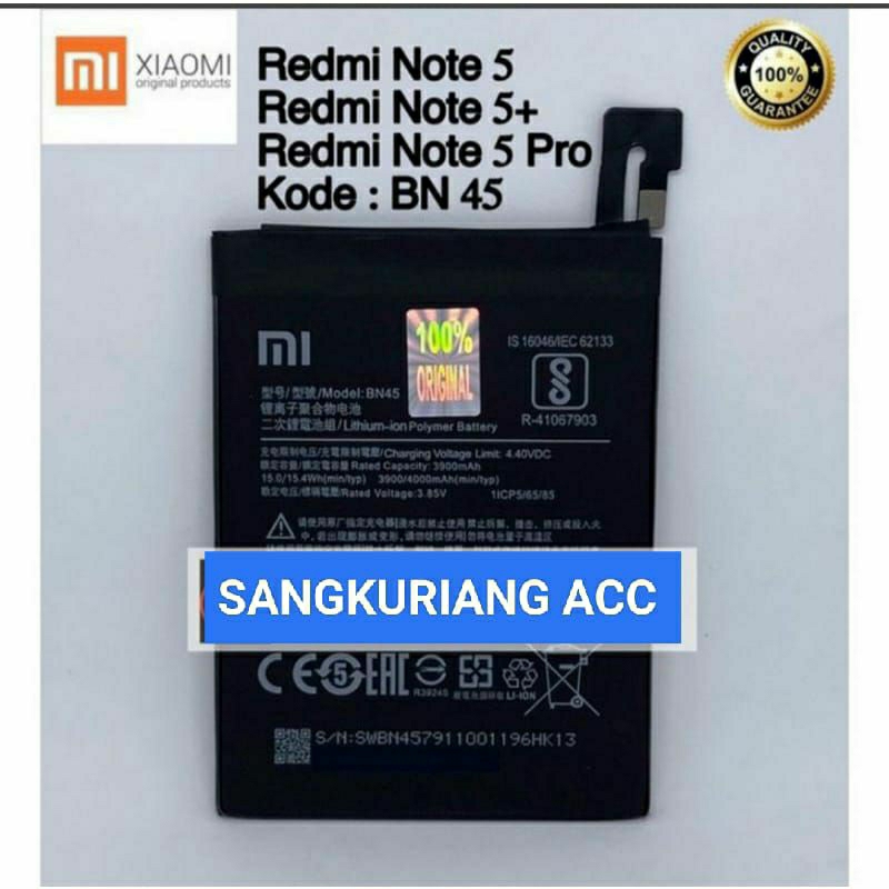 Baterai Battery Xiaomi Redmi Note 5/Note 5 Pro/Note 5+/BN 45 100% Original