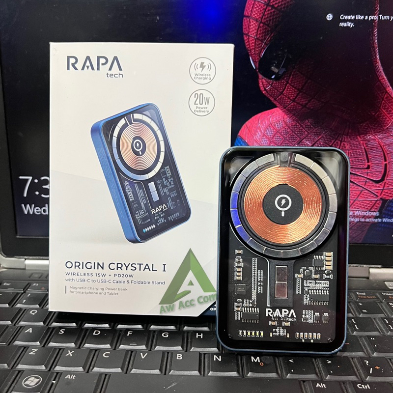 RAPAtech CRYSTAL 20W POWERBANK WIRELESS FAST CHARGE 15W + PD20W Powerbank Exclusive and Original