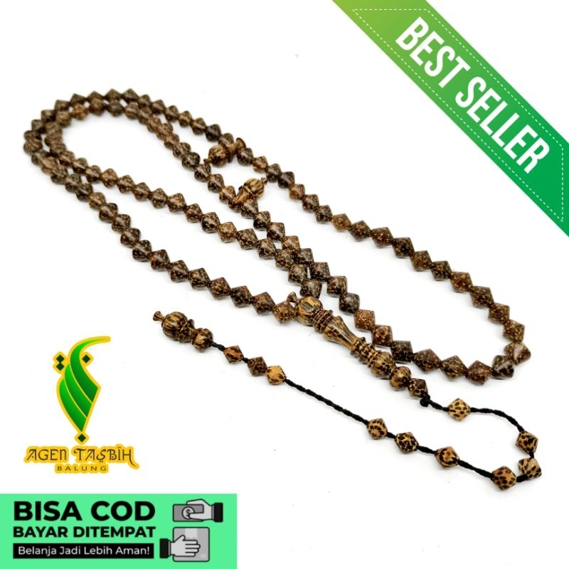 Tasbih Kayu Liwung Macan Motif wajik size 8mm asli original