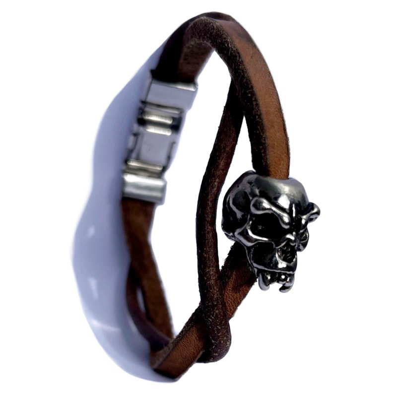 Skull Leather Bracelet | DJAWEED