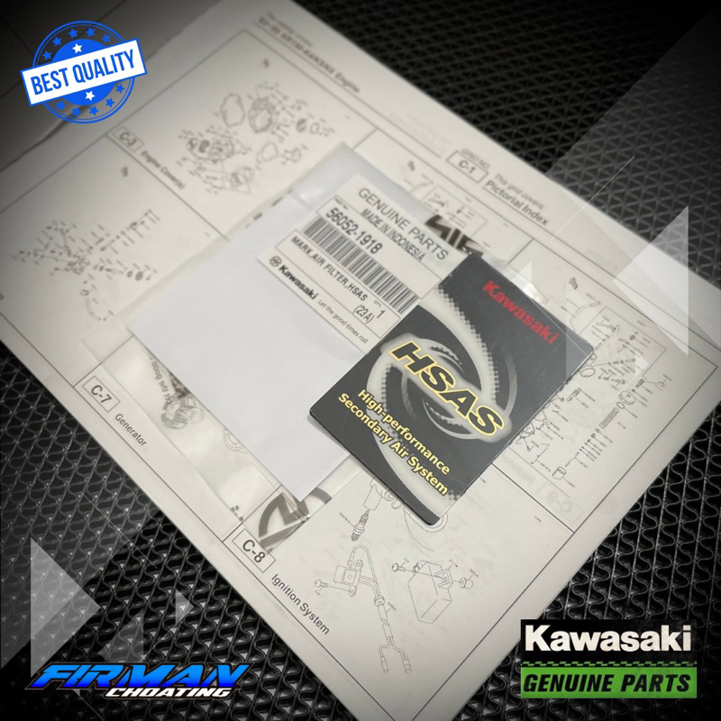 STICKER HSAS MARK AIR FILTER HSAS NINJA R SS RR ORIGINAL KAWASAKI 56052-1918