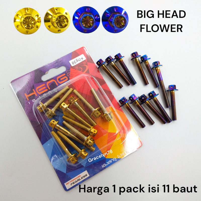 BIG HEAD FLOWER baut PROBOLT cvt yamaha AEROX by HENG gold dan blue burn