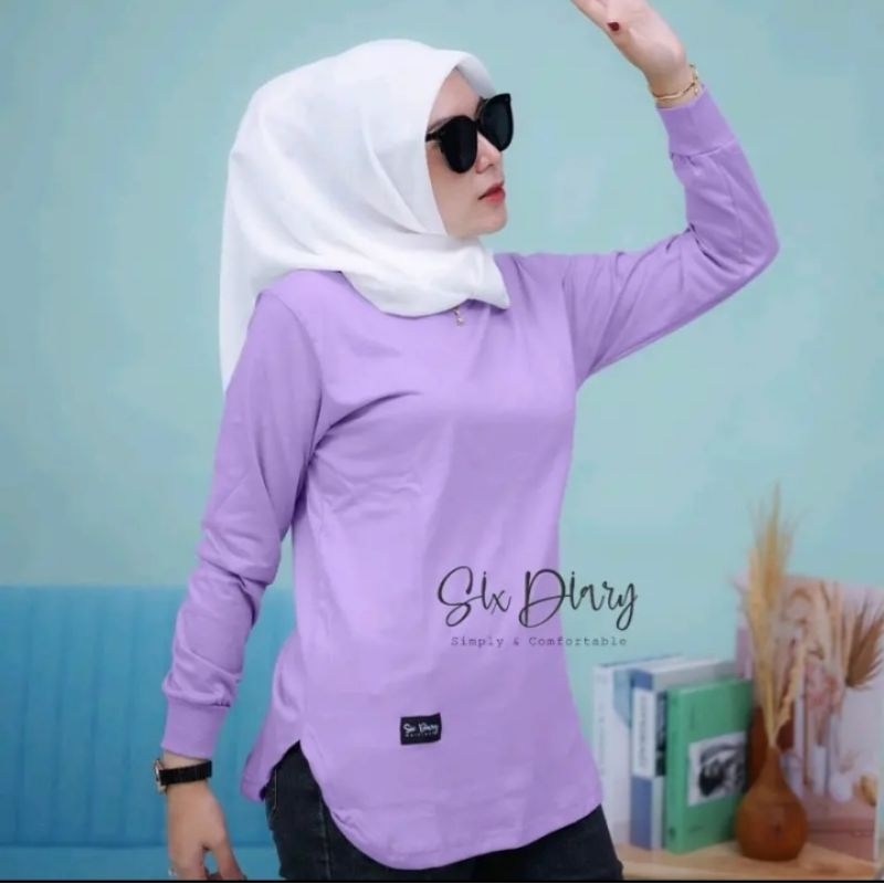 Kaos wanita lengan panjang six diary bawah ouval