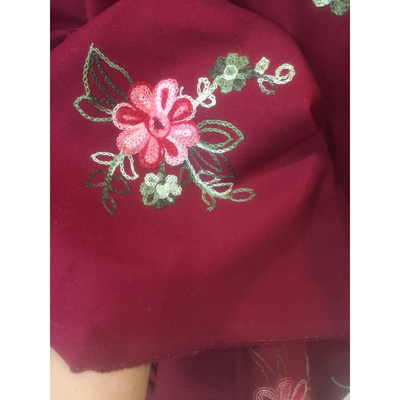 kain katun twill bordir/harga per 0,5meter/kain meteran/katun bordir tebal