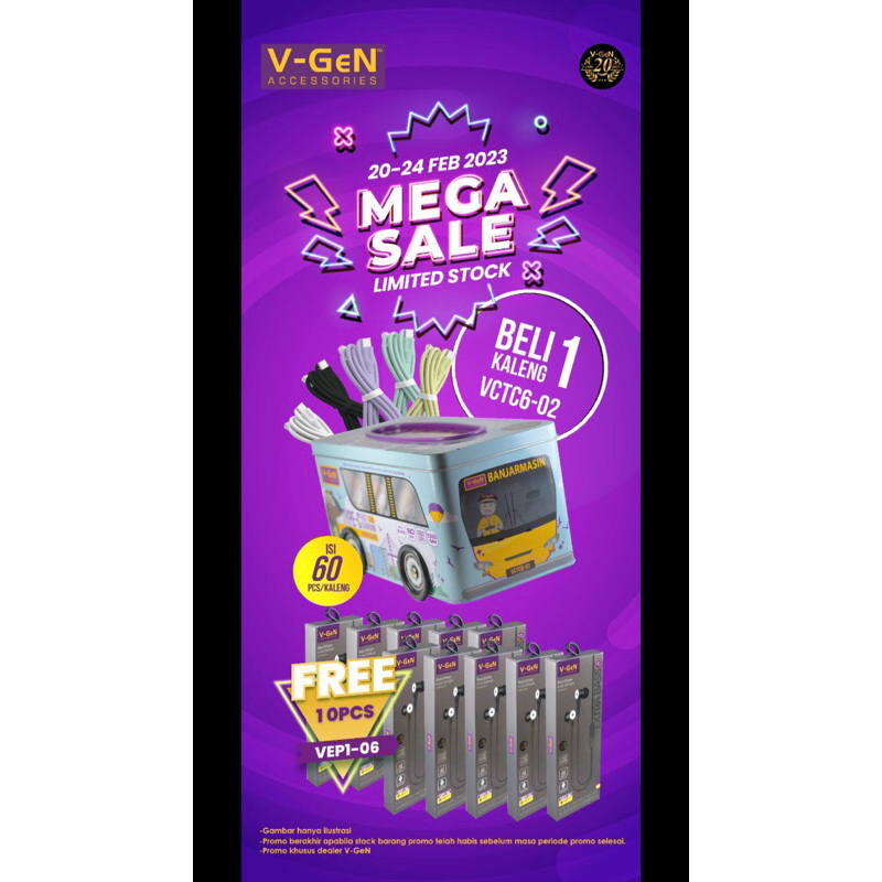 V GEN Kabel type c VCTC6-02 2.4A Free bonus