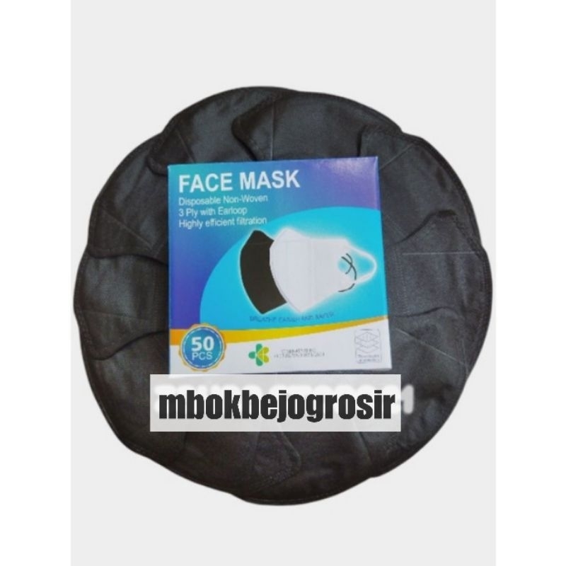 Masker Duckbil  Earloop 50Pcs Murah 1Box Putih Hitam