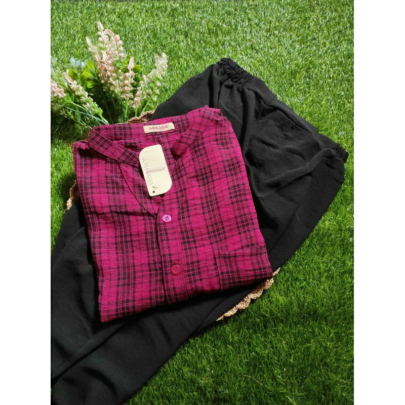 setelan wanita terbaru 2023/oneset botega cringkle/outfit terbaru/korean style/fashion modern/one set kekinian/baju jalan jalan/set crincle airflow/ootd fashion/setcelana panjang-Fushia new