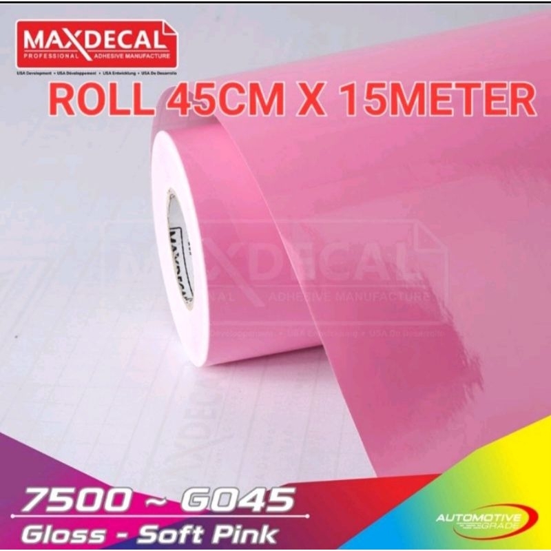 ROLL Sticker Maxdecal 7500 G045 Gloss Soft Pink 45cm × 15m ROLL