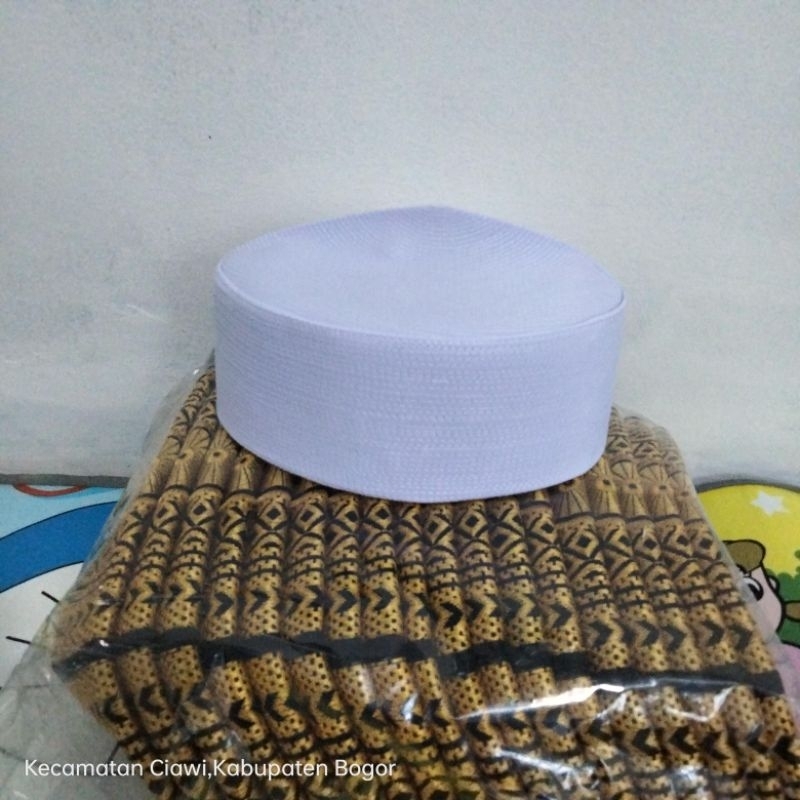 peci kopeah kalbut pendek tinggi 8/peci putih haji/peci kaku