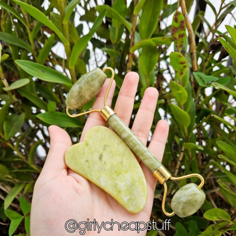Face Massager Alat  Gua Sha Face Roller Batu Giok Facial Massager Jade Stone Massager Face Roller