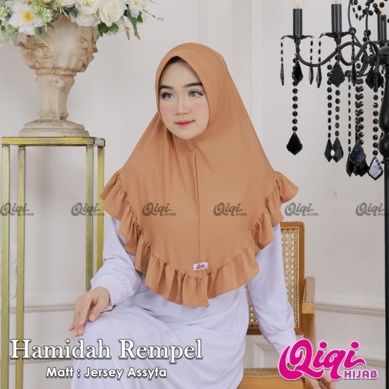 [ Qiqi Hijab ] HAMIDAH REMPEL ••hijab instan pet rempel••hijab instan jersey premium