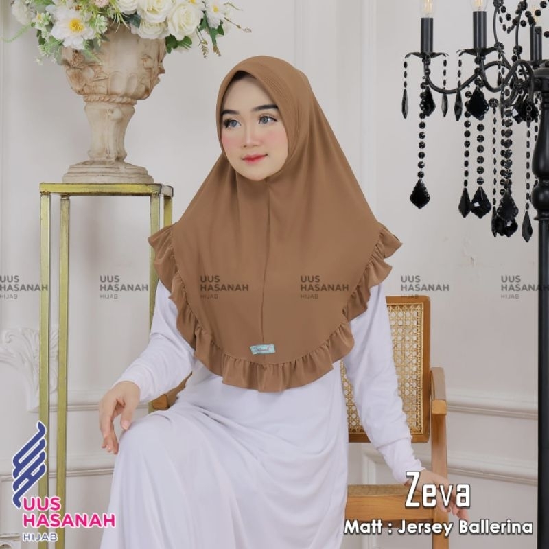 (Uus Hasanah) ZEVA •jilbab instan jersey ballerina•hijab instan pet rempel