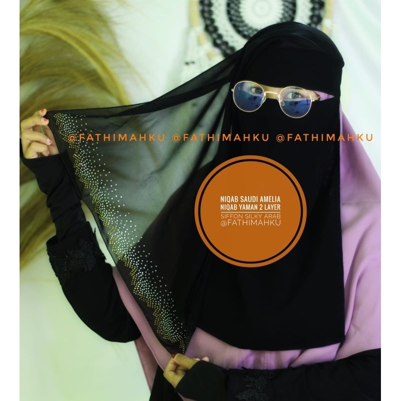 Niqab Yaman Saudi Amelia/Cadar Yaman 2 Layer Sifon silky Termurah