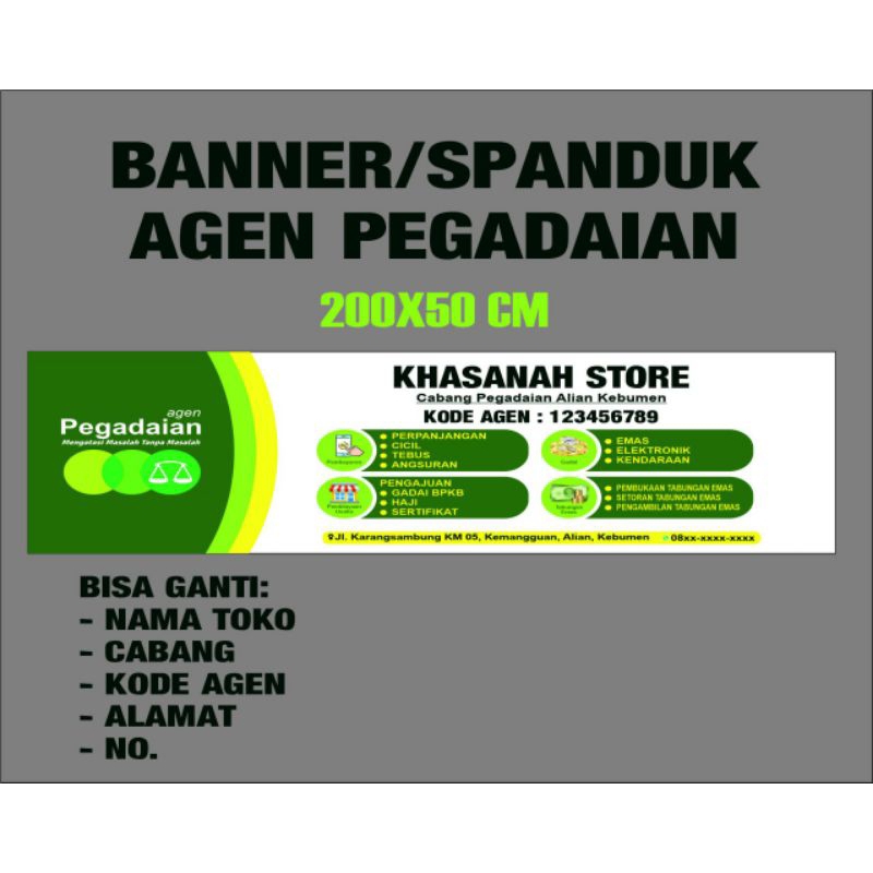 Spanduk/Banner Agen Pegadaian 200x50 cm