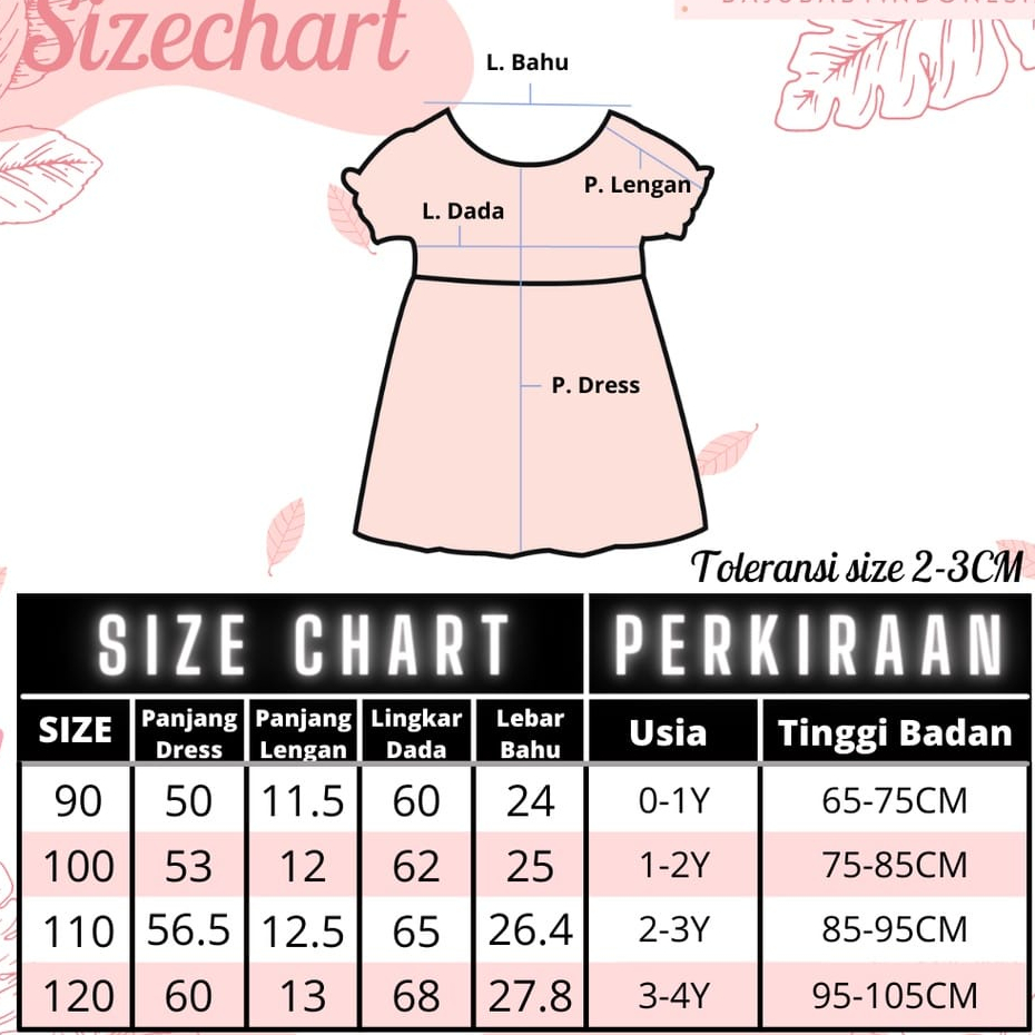 DRESS MURAH TERUSAN LENGAN PENDEK ANAK PEREMPUAN DRESS KARAKTER MOTIF LUCU A1B2C3