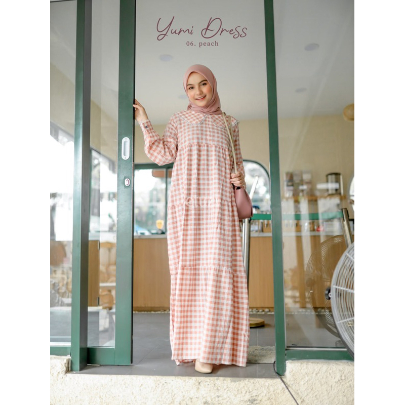 Yumi Dress by Etuzi - Busui Friendly Dress Mom Gamis Ibu Kotak kotak - Original Brand
