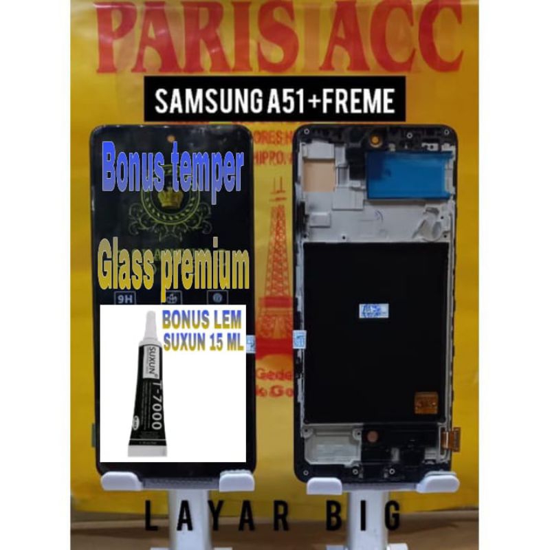 LCD FULLSET + FREME SAMSUNG A51 (LAYAR BIG) ORIGINAL(FREE TEMPERED GLASS &amp; LEM)
