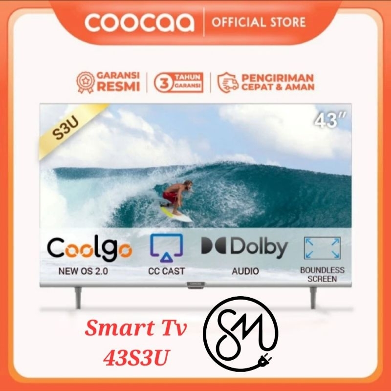LED TV Coocaa 43S3U Digital Smart 43 inch inc Bezelless