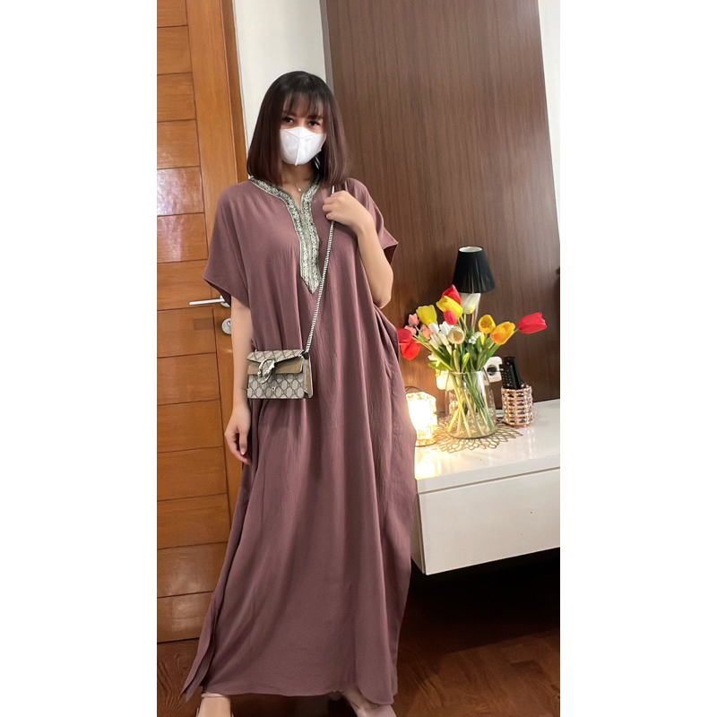 KAFTAN LEBARAN KAFTAN DUBAI CALINEA BAJU GAMIS CRINCLE ABAYA