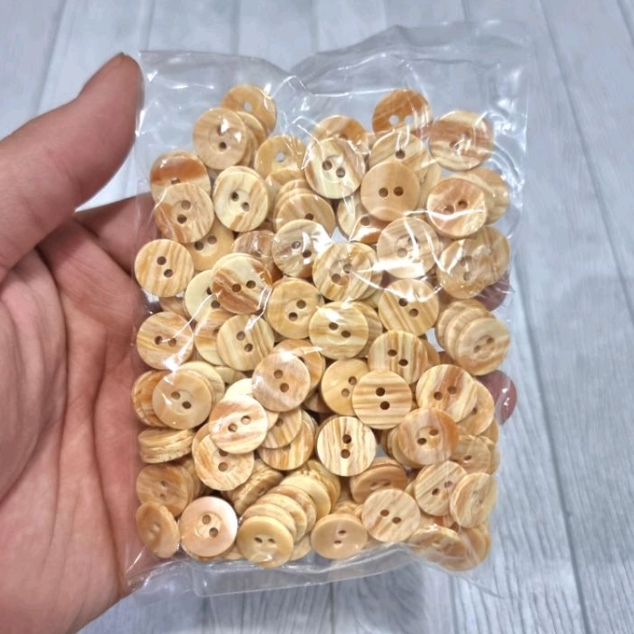 Kancing Baju Motif Kayu 13mm/1,3cm/20L @144 pcs