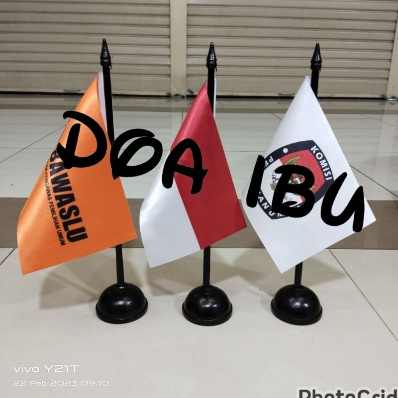 

best seller tiang kayu meja+bendera meja INDONESIA+KPU+BAWASLU