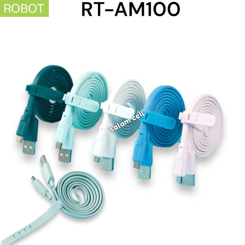 Kabel Data Micro Usb Robot RT AM100 2,4A Micro Usb 100cm Original Garansi